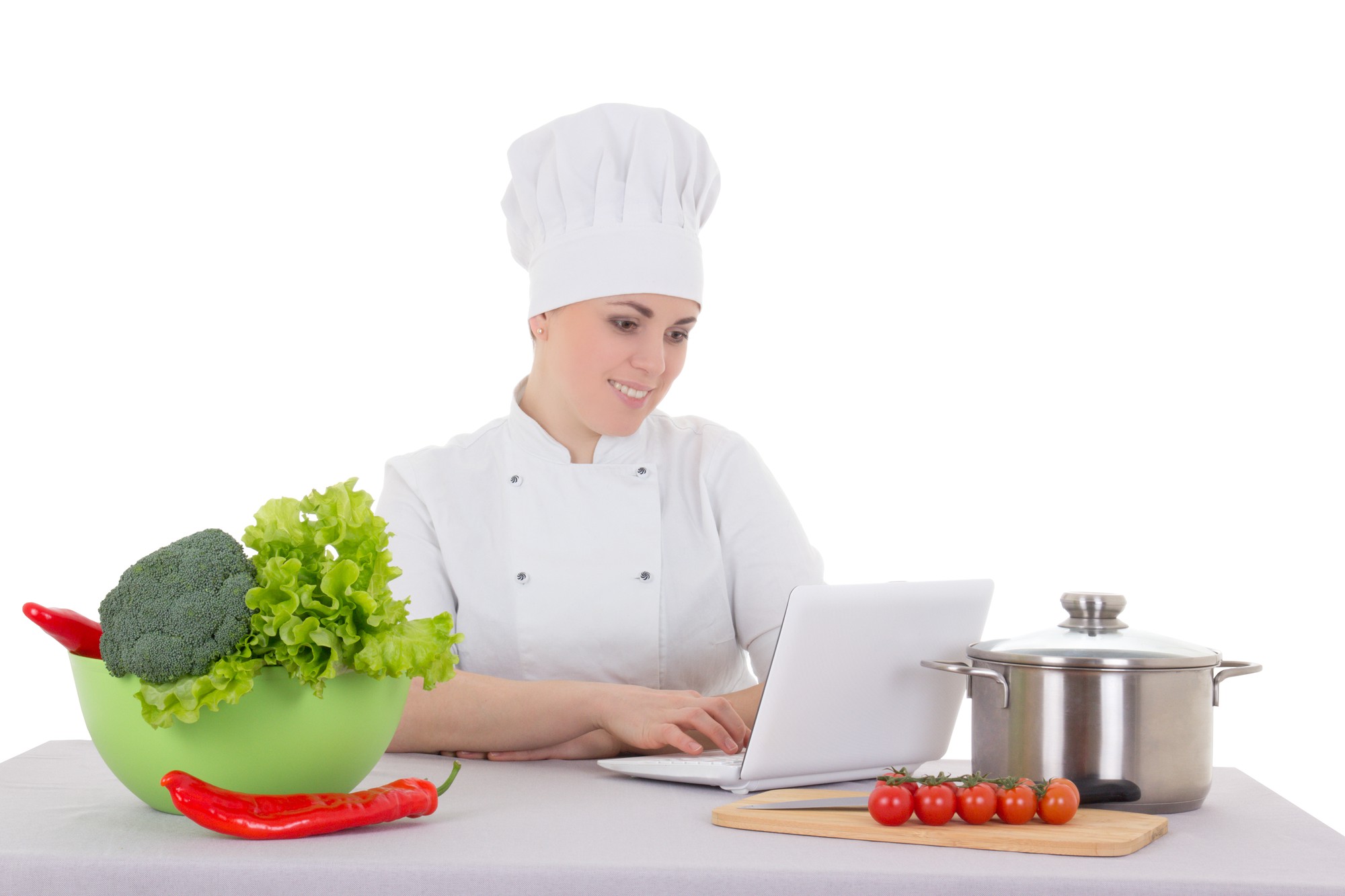 Chef in cucina elegante durante una lezione online